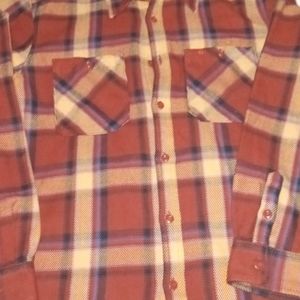 North Face, orange, plaid shirt